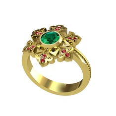 Lumi Kar Tanesi Yüzük - Yeşil kuvars ve garnet 8 ayar altın yüzük #1wegzbk