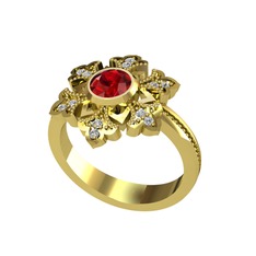 Lumi Kar Tanesi Yüzük - Garnet ve swarovski 18 ayar altın yüzük #1x41w95