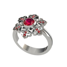 Rodolit garnet ve garnet 18 ayar beyaz altın yüzük
