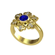 Lab safir ve swarovski 18 ayar altın yüzük
