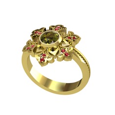 Lumi Kar Tanesi Yüzük - Peridot ve garnet 8 ayar altın yüzük #1y4607x