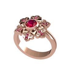 Lumi Kar Tanesi Yüzük - Rodolit garnet 18 ayar rose altın yüzük #1yb8zvt