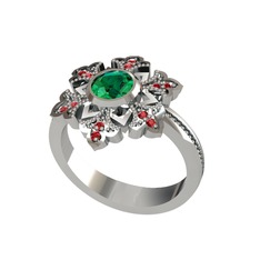 Lumi Kar Tanesi Yüzük - Yeşil kuvars ve garnet 925 ayar gümüş yüzük #1yt073v