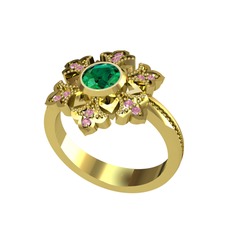 Lumi Kar Tanesi Yüzük - Yeşil kuvars ve pembe kuvars 925 ayar altın kaplama gümüş yüzük #3cgjf4