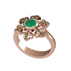 Lumi Kar Tanesi Yüzük - Kök zümrüt ve peridot 14 ayar rose altın yüzük #3d3iq1