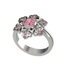 Lumi Kar Tanesi Yüzük - Pembe kuvars 8 ayar beyaz altın yüzük #3y2vcb