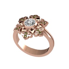 Lumi Kar Tanesi Yüzük - Pırlanta ve peridot 14 ayar rose altın yüzük (0.66 karat) #4addpv
