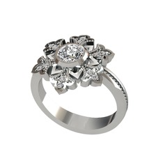 Lumi Kar Tanesi Yüzük - Beyaz zirkon ve swarovski 14 ayar beyaz altın yüzük #56hvh7