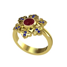 Lumi Kar Tanesi Yüzük - Kök yakut ve lab safir 18 ayar altın yüzük #bh8jxh