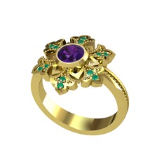 Lumi Kar Tanesi Yüzük - Ametist ve kök zümrüt 925 ayar altın kaplama gümüş yüzük #bsdlz1