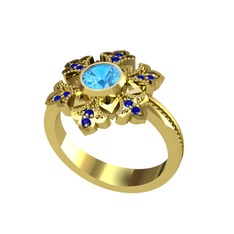 Lumi Kar Tanesi Yüzük - Akuamarin ve lab safir 18 ayar altın yüzük #bvj2fn