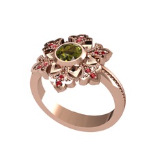 Lumi Kar Tanesi Yüzük - Peridot ve garnet 18 ayar rose altın yüzük #dcz3h5