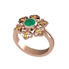 Lumi Kar Tanesi Yüzük - Kök zümrüt ve sitrin 925 ayar rose altın kaplama gümüş yüzük #f6mgur