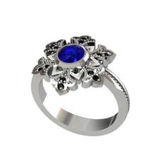 Lumi Kar Tanesi Yüzük - Lab safir ve siyah zirkon 18 ayar beyaz altın yüzük #i2xt5p