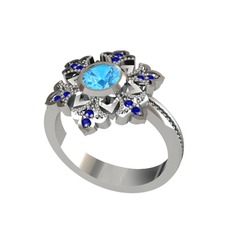 Lumi Kar Tanesi Yüzük - Akuamarin ve lab safir 925 ayar gümüş yüzük #iqnyo