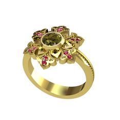 Lumi Kar Tanesi Yüzük - Peridot ve rodolit garnet 18 ayar altın yüzük #it14kv
