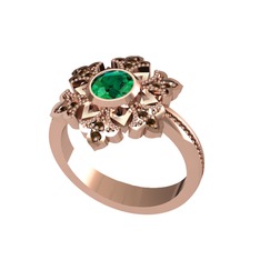 Lumi Kar Tanesi Yüzük - Yeşil kuvars ve dumanlı kuvars 8 ayar rose altın yüzük #jhbcyt