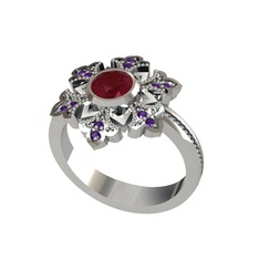 Kök yakut ve ametist 925 ayar gümüş yüzük