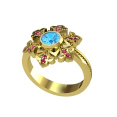 Lumi Kar Tanesi Yüzük - Akuamarin ve rodolit garnet 18 ayar altın yüzük #kuvpxh