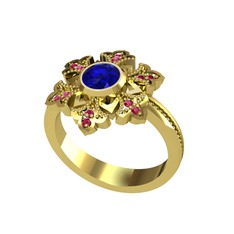 Lumi Kar Tanesi Yüzük - Lab safir ve rodolit garnet 18 ayar altın yüzük #l1fz61