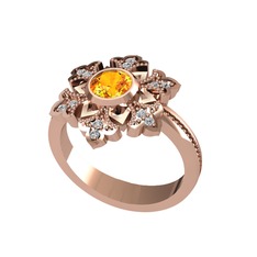 Lumi Kar Tanesi Yüzük - Sitrin ve swarovski 18 ayar rose altın yüzük #linhmq