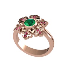 Lumi Kar Tanesi Yüzük - Yeşil kuvars ve rodolit garnet 8 ayar rose altın yüzük #ltcdh7