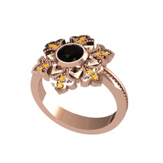 Lumi Kar Tanesi Yüzük - Siyah zirkon ve sitrin 925 ayar rose altın kaplama gümüş yüzük #mgvdyt