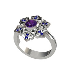 Lumi Kar Tanesi Yüzük - Ametist ve lab safir 18 ayar beyaz altın yüzük #ntjear