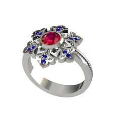 Lumi Kar Tanesi Yüzük - Rodolit garnet ve lab safir 925 ayar gümüş yüzük #ovofv4