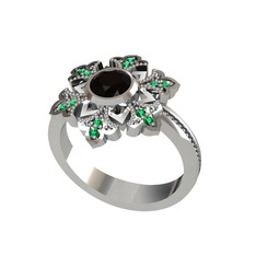 Lumi Kar Tanesi Yüzük - Siyah zirkon ve yeşil kuvars 925 ayar gümüş yüzük #rflimm