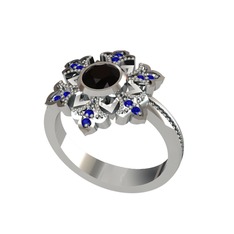 Lumi Kar Tanesi Yüzük - Siyah zirkon ve lab safir 925 ayar gümüş yüzük #sk5go7