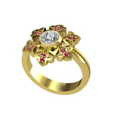 Lumi Kar Tanesi Yüzük - Beyaz zirkon ve rodolit garnet 8 ayar altın yüzük #suxgxc