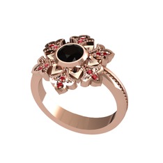 Siyah zirkon ve garnet 925 ayar rose altın kaplama gümüş yüzük