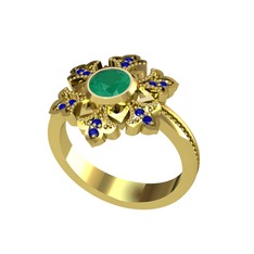 Lumi Kar Tanesi Yüzük - Kök zümrüt ve lab safir 925 ayar altın kaplama gümüş yüzük #x7bhcn