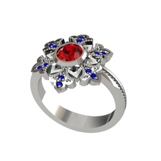 Lumi Kar Tanesi Yüzük - Garnet ve lab safir 8 ayar beyaz altın yüzük #ygw8k7