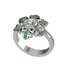 Lumi Kar Tanesi Yüzük - Swarovski ve yeşil kuvars 18 ayar beyaz altın yüzük #yraqpq