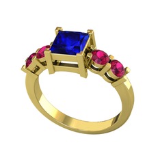 Lab safir ve rodolit garnet 18 ayar altın yüzük