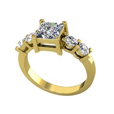 Pya 5 Taş Yüzük - Pırlanta ve swarovski 14 ayar altın yüzük (1.24 karat) #11f222o
