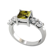 Pya 5 Taş Yüzük - Peridot ve swarovski 925 ayar gümüş yüzük #11hdtoq