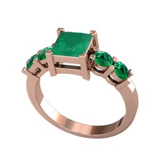 Pya 5 Taş Yüzük - Kök zümrüt ve yeşil kuvars 8 ayar rose altın yüzük #13ivwpe