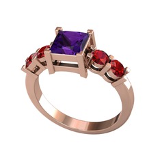 Ametist ve garnet 8 ayar rose altın yüzük