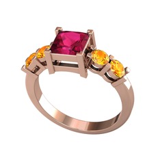 Rodolit garnet ve sitrin 18 ayar rose altın yüzük