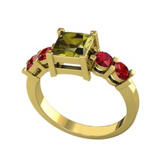Peridot ve garnet 18 ayar altın yüzük