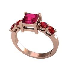 Pya 5 Taş Yüzük - Rodolit garnet ve garnet 8 ayar rose altın yüzük #18t3upy