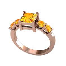 Pya 5 Taş Yüzük - Sitrin 18 ayar rose altın yüzük #19qvn67
