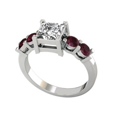 Swarovski ve kök yakut 18 ayar beyaz altın yüzük