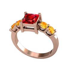 Garnet ve sitrin 18 ayar rose altın yüzük