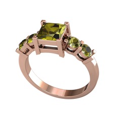 Pya 5 Taş Yüzük - Peridot 14 ayar rose altın yüzük #1bk18w0