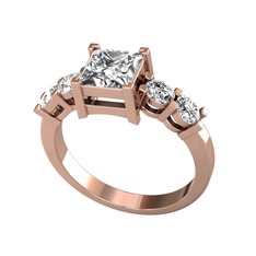 Pya 5 Taş Yüzük - Swarovski ve beyaz zirkon 18 ayar rose altın yüzük #1drmpci