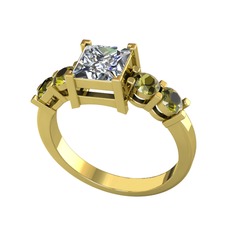 Pya 5 Taş Yüzük - Pırlanta ve peridot 14 ayar altın yüzük (1.24 karat) #1duxdhn